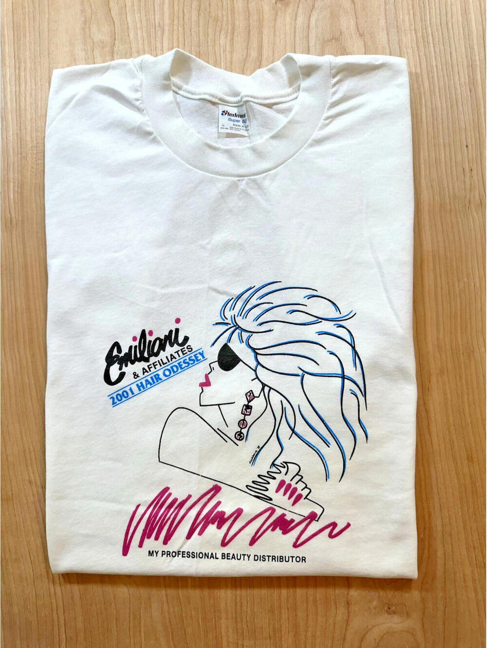 vintage 80s Salon tshirt beauty Emiliani Punky new wave Pink video girl xlarge